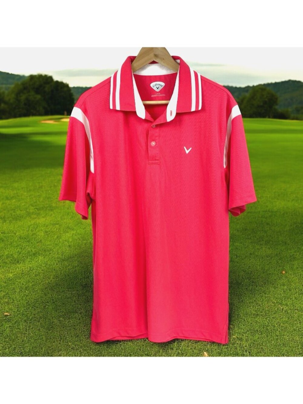 Callaway Polo Golf Shirt Mens Pink  Paradise Coral Collared SS Size Large